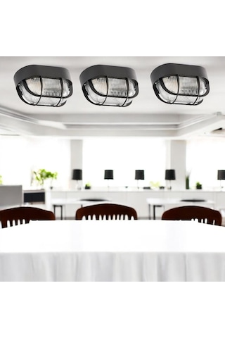 Duvar Lambası Oval Siyah Ip44 Beyaz