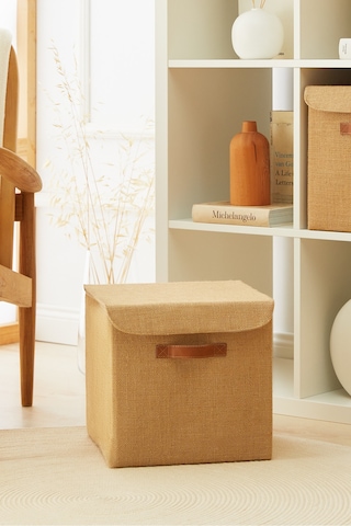 Ocean Home Textile Jüt Kapaklı Kutu 30 x 30 x 30 cm