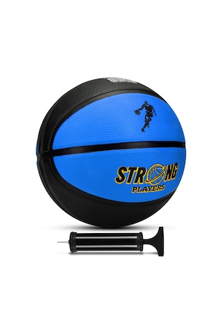 Telvesse Strong Basketbol Topu Pompalı Full Kauçuk Dayanıklı Deep Channel Kabartma No:7 B12 Mavi