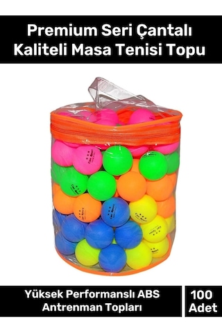 Premium Seri Çantalı Kaliteli Masa Tenisi Etkinlik 100 Adet Karışık Renkli Canlı Pinpon Topu