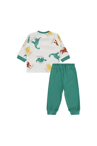Civil Baby Dinozor Baskılı 6-18 Ay Pijama Takımı - Yeşil Koyu Yeşil
