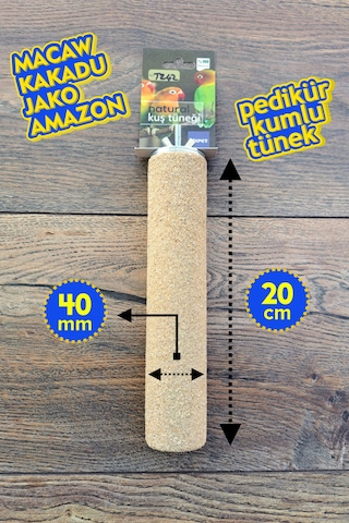 Venty Pedikür Kumlu Papağan Tüneği 20 Cm / Ø 40 mm Macaw, Kakadu, Jako, Amazon, İskender - T242