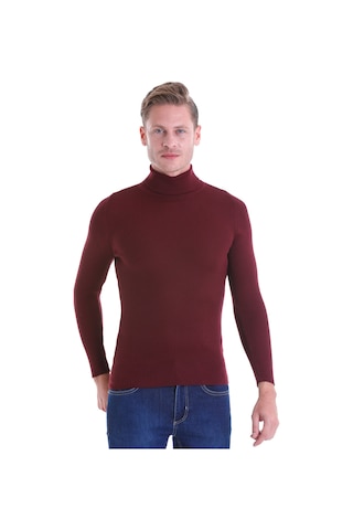 Hatemoğlu Bordo Regular Fit Düz Balıkçı Yaka Triko Yün Kazak Bordo