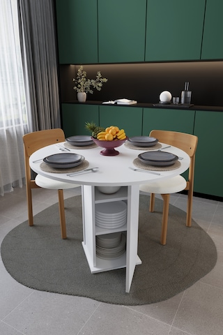 Modern Dolaplı 4 Kişilik Mutfak Yemek Masası %100 Mdf Mutfak Yemek Odası Masası Ym04 Beyaz