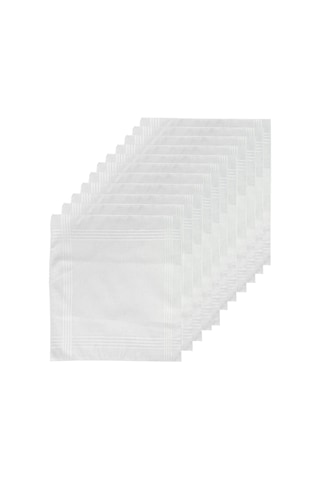 12li Paket Klasik Cep Hediyelik Bayram Mendili %100 Pamuklu 30x30 Cm Beyaz