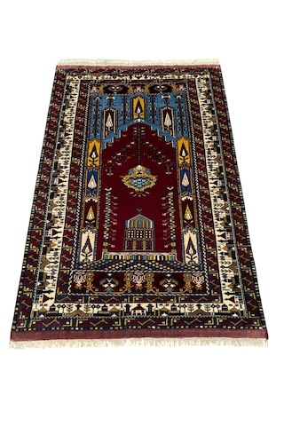 El Dokuma Sıfır Özel Koleksiyonluk Yayhalı Halısı 112x160 Kök Boya Özel Dokuma Halı Mavi