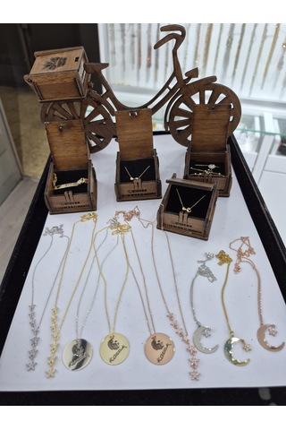 925 Ayar Gümüş Gold Atatürk Silüeti Kolye Ve Küpe Takım Atatürk Altın