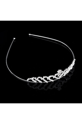 Chavin Taşlı Prenses Çocuk Tacı Kına Düğün Tacı Taç es38 Gümüş