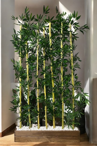 Yapay Çiçek 100 Cm Doğal Ahşap Saksı Kalın Bambu 180 Cm Yükseklik