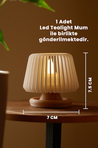 Orion Dekoratif Led Tealight Mumluk Masaüstü Aydınlatma 1 Adet 7x7,5 Cm Ahşap