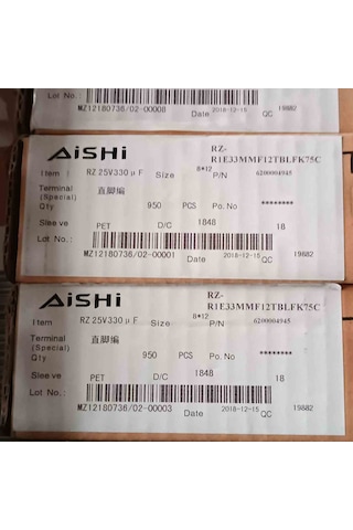 Rz-r1e33mmf12tblfk75c 330mf 25v 8x12 105 Aishi Elko Kondansatör 84 Adet