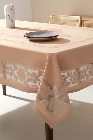 Rivaistanbul Jumbo Jakar Cappuccino Sıvı İtici Leke Tutmaz Masa Örtüsü 160x220 Cm Kahverengi