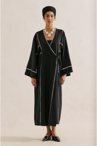 Manuka Keten Tasarım Bağlamalı Kimono Siyah Ss26kmn00007-021.10199