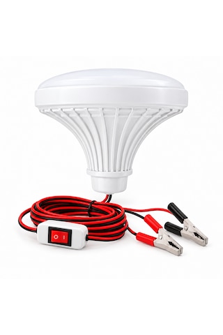 12v Anahtarlı Seyyar Lamba 2 Metre Kablolu Akü Maşalı 24w Beyaz Led Ampul Dc 12 Volt Aküler Için