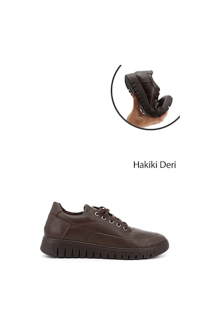 Gönderi R Kahverengi Bağcıklı Hakiki Deri Comfort Ayakkabı Kahverengi