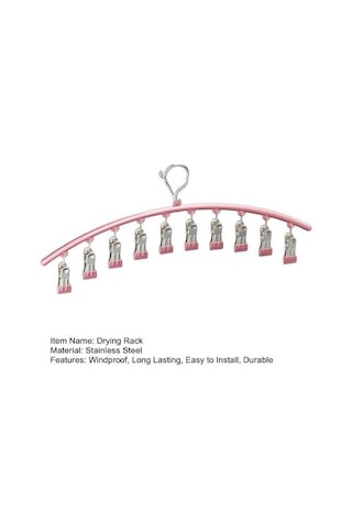 Paslanmaz Çelik Çamaşır Kurutma Askısı Rüzgar Geçirmez Kancalı Giysi Askısı Güçlü Yük Taşıyıcı Kaymaz İç Çamaşırı Askısı Çorap Askısı Pembe
