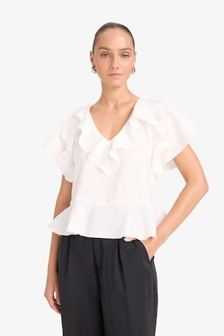 Defacto Regular Fit V Yaka Modal Kısa Kollu Bluz F8319ax25auer85 Ekru