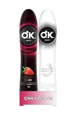 Okey Çilek Kayganlaştırıcı Jel 100 ML + Okey Zero Kayganlaştırıcı Jel 100 ML