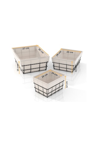 Teknotel Organizer 3'lü Bezli Sepet Set Siyah Eg320
