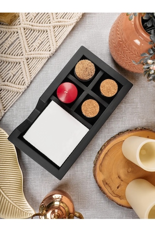 Oktaur Büyük Ahşap Masa Peçetelik 451687093 Siyah