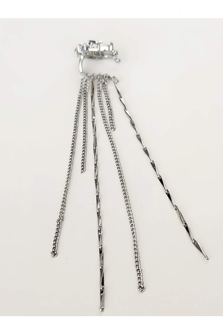 Yıldız Zirkon Taşlı Model Kıkırdak Sağ Kulak Gümüş Renk Küpe Silver