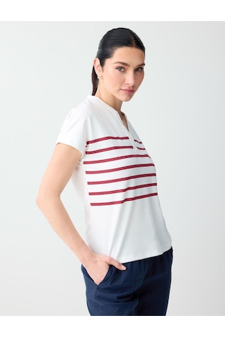 Jimmy Key Jimmy Key Kırmızı Çizgi Desenli Kolsuz V Yaka Örme Sweatshirt 6sw235709600