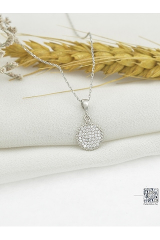 Brezza Lusso Jewelry Timeless Series Zirkon Taşlı Gümüş Parıltılı Küre Kolyesi Gümüş