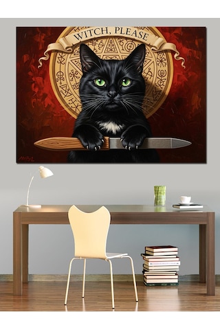 Ahşap Tablo Kara Kedi Ve Büyü