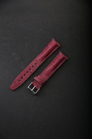 Hakiki Deri 18mm Akıllı Pimli Saat Kordonu Bordo