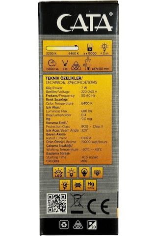 Cata Ct-4079 7w 6400k Beyaz Işık E14 Duylu Led Buji Ampul 10 Adet