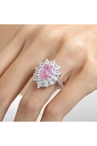 Mia Vento Effective Diamond Londra Tutkusu Pink Taşlı Gümüş Yüzük