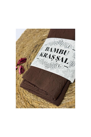 Flora Tekstil Bambu Kraş Şal Modeli - Ütü Gerektirmeyen Kahverengi