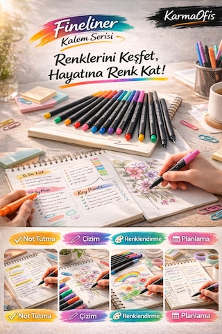 22 Renk Fineliner Kalem Seti 0.4 Mm Neon,pastel,canlı Pensan İnce Uç Çizim Kalemi Seti