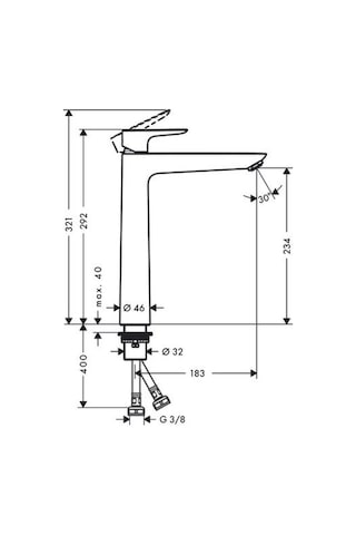 Hansgrohe Talis E Tek Kollu Lavabo Bataryası 240 Kumandasız Satin Siyah Siyah