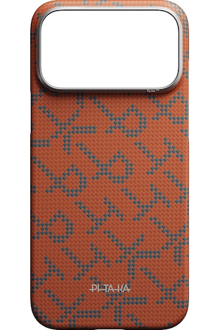 Apple Apple iPhone 17 Pro Kılıf M-safe Uyumlu Aramid Fiber Pitaka Tactile Woven Monogram Seri Kapak Mavi-turuncu Mavi - Turuncu
