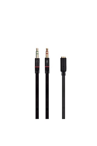 Siyah 3.5mm To Audio + Mic 0.15m Kulaklık Çevirici