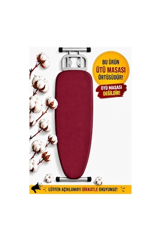 En Çok Tercih Edilen %100 Pamuk Ütü Masası Kılıfı, Yanmaz,yapışmaz,kaymaz,çift Katmanlı,şık Model,gümüş Gri & Bordo Düz Renk Ütü Masası Örtüsü,50x140 Cm Bordo