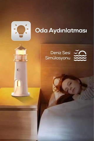 Deniz Feneri Görünümlü Bluetoothlu Hoparlör Ve Gece Lambası Hediy Beyaz