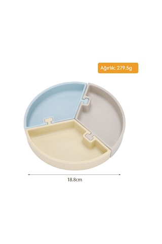 Jianfan Bölmeli Silikon Mama Tabağı Ve Birleşmeli Kase Bebek Beslenme Seti Sarı Kayısı Mavi Üçiğne Diğer