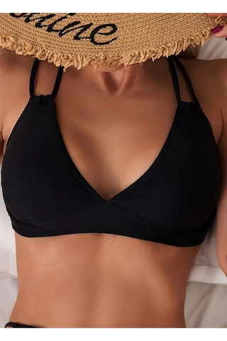 Angelsin İki Ayarlanabilir Askılı Bikini Üstü Çıkartılabilir Kaplı Siyah