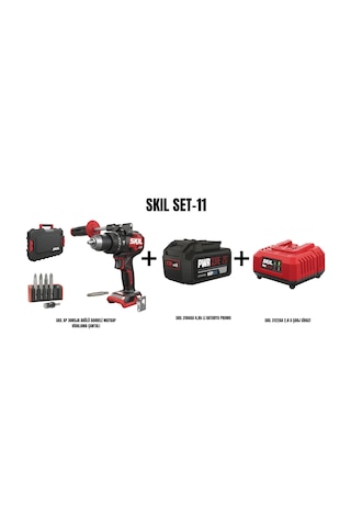 Skil Set-11 Skil XP 3085JA Akülü Darbeli Matkap Vidalama Çantalı + Skil 3104AA 4AH Li Batarya Promo + Skil 3122AA 2.4A Şarj Cihazı