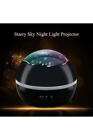 Fortunelane 8 Renkli Siyah Usb Yıldız Deniz Projeksiyon Lambası, Döner Tasarım, Uyku Ortamı Oluşturucu, Pil Dahil Değil