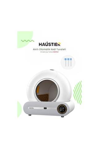 Haustier MSP01 Akıllı Otomatik Kedi Tuvaleti , App Kontrol, 65lt Hazne, 9lt Çöp haznesi, İyonizer Kötü Koku Giderici