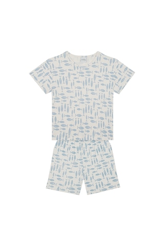 Antebies Balık Kısa Kollu Tshirt Şort Pijama Takımı Renkli