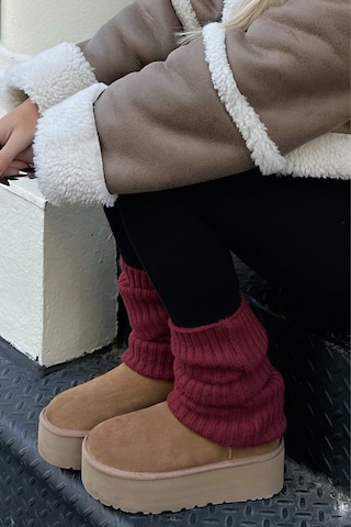 Ozzy Socks Tozluk Akrilik Triko Örgü Leg Warmer Ayak Isıtıcı Bordo Bordo