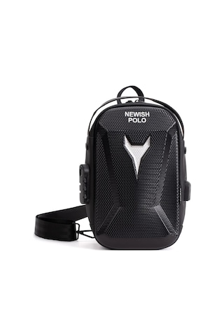 Newish Polo Erkek Şifreli Kilitli Su Geçirmez Tek Sırt Askılı Sling Bag Usb Ve Kulaklık Çıkışlı Çapraz Omuz Ve Sırt Çantası Siyah