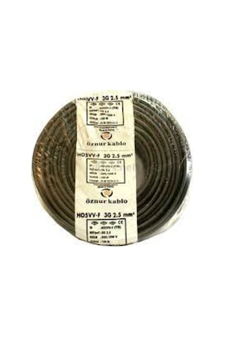 Öznur 3X2,5 Ttr Kablo Siyah Renk %100 Bakır 25-50-75-100 Metre