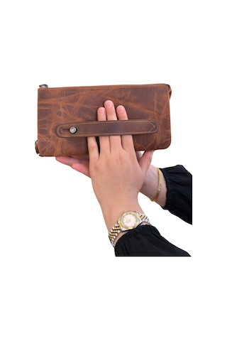 Mft Leather Hakiki Deri Unisex El Çantası Viento 2225 Crazy Taba