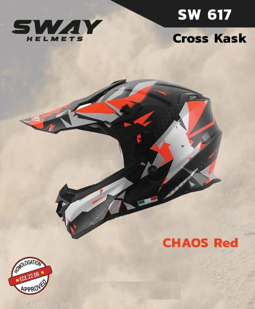 Sway Chaos Full Face Tam Korumalı Kask Xl/61-62cm Kırmızı - Gri Kırmızı - Gri
