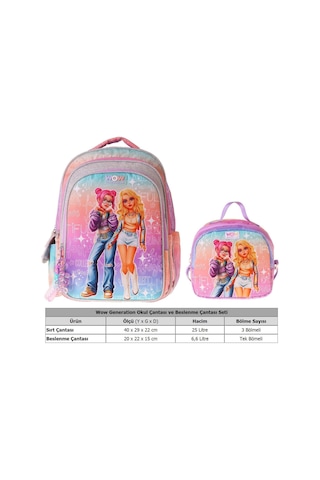 Wow Generation Star İkili Okul Çanta Seti - Pembe - Mor Star Desenli Kız Çocuk Setwg-w6033b Çok Renkli
